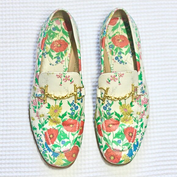 Boden White Multicolor Floral Snaffle Chain Loafers Flat Shoes 37 - Picture 1 of 11